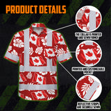 Hi Vis Hawaiian Shirt Reflective Tapes Red White Canada Flag Custom Name Safety Workwear For Mechanics, Workers, Truckers, Operators