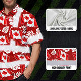 Hi Vis Hawaiian Shirt Reflective Tapes Red White Canada Flag Custom Name Safety Workwear For Mechanics, Workers, Truckers, Operators