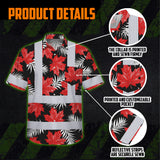 Hi Vis Hawaiian Shirt Reflective Tapes Red White Canada Flag 2 Custom Name Safety Workwear For Mechanics, Workers, Truckers, Operators