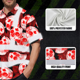 Hi Vis Hawaiian Shirt Reflective Tapes Red White Canada Skull Custom Name Safety Workwear For Mechanics, Workers, Truckers, Operators