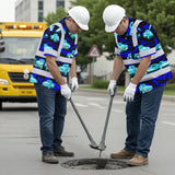 Hi Vis Hawaiian Shirt Reflective Tapes Lime Neon Car Sea Pattern Custom Name Safety Workwear For Mechanics, Workers, Truckers, Operators