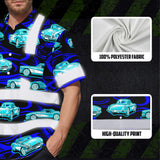 Hi Vis Hawaiian Shirt Reflective Tapes Lime Neon Car Sea Pattern Custom Name Safety Workwear For Mechanics, Workers, Truckers, Operators