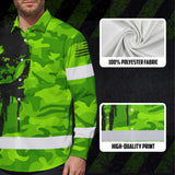 Hi Vis Hawaiian Long Sleeve Shirt Reflective Camo And Skull Custom Name Safety Workwear For Runners, Cyclists, Skull Lover