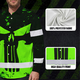 Hi Vis Hawaiian Long Sleeve Shirt Green Neon - Personalized Safety Workwear For Skull Lover, Cyclists, Runners
