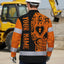 Hi Vis Hawaiian Long Sleeve Shirt American Flag Neon Purple Reflective High Visibility Hi-Vis Long Sleeve Shirt