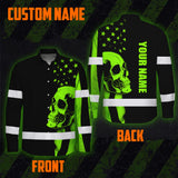 Hi Vis Hawaiian Long Sleeve Shirt Skull USA Flag Orange Reflective High Visibility Custom Name Safety Workwear 53