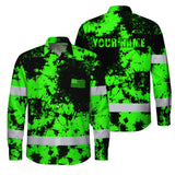 Personalized High Visibility Hawaiian Long Sleeve Shirt, Tie Dyed Collection safety Reflective Workwear for Men, Women