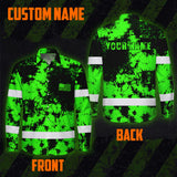 Personalized High Visibility Hawaiian Long Sleeve Shirt, Tie Dyed Collection safety Reflective Workwear for Men, Women