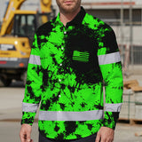 Personalized High Visibility Hawaiian Long Sleeve Shirt, Tie Dyed Collection safety Reflective Workwear for Men, Women