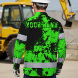 Personalized High Visibility Hawaiian Long Sleeve Shirt, Tie Dyed Collection safety Reflective Workwear for Men, Women