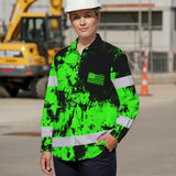 Personalized High Visibility Hawaiian Long Sleeve Shirt, Tie Dyed Collection safety Reflective Workwear for Men, Women