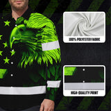 Hi Vis Hawaiian Long Sleeve Shirt Reflective, Eagles US Flag Custom Name For Workers Runners Patriotic