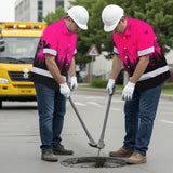 Hi Vis Hawaiian Shirt, Pink Skull Custom Name High Visibility Short Sleeve Button Up Safety Shirt for Workers, Truckers