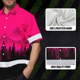 Hi Vis Hawaiian Shirt, Pink Skull Custom Name High Visibility Short Sleeve Button Up Safety Shirt for Workers, Truckers