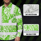 Hi Vis Hawaiian Long Sleeve Shirt Reflective Tapes Green Neon White Flowers Custom Name Safety Workwear For Workers, Truckers