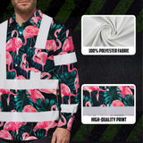 Hi Vis Hawaiian Long Sleeve Reflective Tapes Hawaii Flamingo Custom Name Safety Workwear For Workers, Truckers, Operators