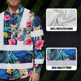 Hi Vis Hawaiian Long Sleeve Reflective Tapes Blue Pink Flowers Custom Name And Image Safety Workwear For Truckers, Pet Lovers