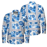Hi Vis Hawaiian Long Sleeve Shirt Uniform Reflective Blue Neon Custom Name And Logo Safety