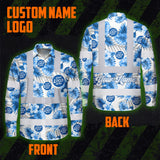 Hi Vis Hawaiian Long Sleeve Shirt Uniform Reflective Blue Neon Custom Name And Logo Safety