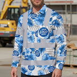 Hi Vis Hawaiian Long Sleeve Shirt Uniform Reflective Blue Neon Custom Name And Logo Safety