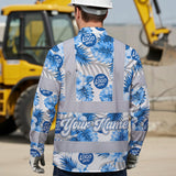 Hi Vis Hawaiian Long Sleeve Shirt Uniform Reflective Blue Neon Custom Name And Logo Safety