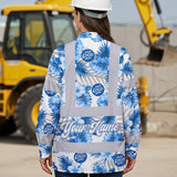 Hi Vis Hawaiian Long Sleeve Shirt Uniform Reflective Blue Neon Custom Name And Logo Safety
