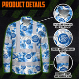 Hi Vis Hawaiian Long Sleeve Shirt Uniform Reflective Blue Neon Custom Name And Logo Safety