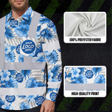 Hi Vis Hawaiian Long Sleeve Shirt Uniform Reflective Blue Neon Custom Name And Logo Safety