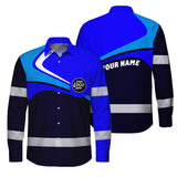 Hi Vis Hawaiian Long Sleeve Shirt Uniform Reflective Blue Neon Custom Name And Logo Safety