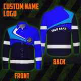 Hi Vis Hawaiian Long Sleeve Shirt Uniform Reflective Blue Neon Custom Name And Logo Safety