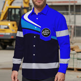 Hi Vis Hawaiian Long Sleeve Shirt Uniform Reflective Blue Neon Custom Name And Logo Safety