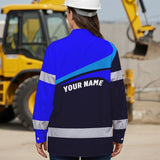 Hi Vis Hawaiian Long Sleeve Shirt Uniform Reflective Blue Neon Custom Name And Logo Safety