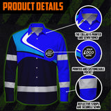 Hi Vis Hawaiian Long Sleeve Shirt Uniform Reflective Blue Neon Custom Name And Logo Safety