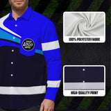 Hi Vis Hawaiian Long Sleeve Shirt Uniform Reflective Blue Neon Custom Name And Logo Safety