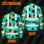 Hi Vis Hawaiian Long Sleeve Shirt Reflective Tapes Blue Neon Flowers Hi-Vis Long Sleeve Shirt