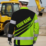Hi Vis Hawaiian Long Sleeve Shirt Reflective Tapes Uniform Green Neon 2 Custom Logo And Name