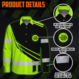 Hi Vis Hawaiian Long Sleeve Shirt Reflective Tapes Uniform Green Neon 2 Custom Logo And Name