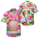 Hi Vis Hawaiian Shirt Reflective Tapes Funny Belly Custom Name Safety Workwear For Workers, Truckers, Operators