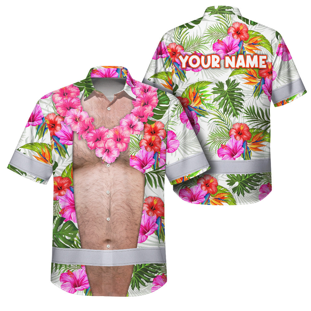Hi Vis Hawaiian Shirt Reflective Tapes Funny Belly Custom Name Safety Workwear For Workers, Truckers, Operators