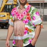 Hi Vis Hawaiian Shirt Reflective Tapes Funny Belly Custom Name Safety Workwear For Workers, Truckers, Operators