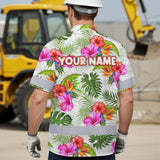 Hi Vis Hawaiian Shirt Reflective Tapes Funny Belly Custom Name Safety Workwear For Workers, Truckers, Operators