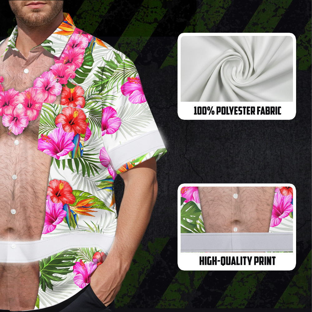 Hi Vis Hawaiian Shirt Reflective Tapes Funny Belly Custom Name Safety Workwear For Workers, Truckers, Operators