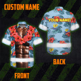 Hi Vis Hawaiian Shirt Reflective Tapes Funny Muscle Custom Name Safety Workwear For Workers, Truckers, Operators
