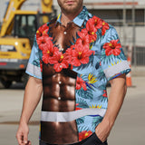 Hi Vis Hawaiian Shirt Reflective Tapes Funny Muscle Custom Name Safety Workwear For Workers, Truckers, Operators