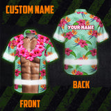 Hi Vis Hawaiian Shirt Reflective Tapes Funny Muscle 2 Custom Name Safety Workwear For Workers, Truckers, Operators