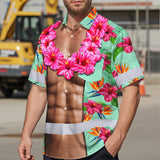 Hi Vis Hawaiian Shirt Reflective Tapes Funny Muscle 2 Custom Name Safety Workwear For Workers, Truckers, Operators