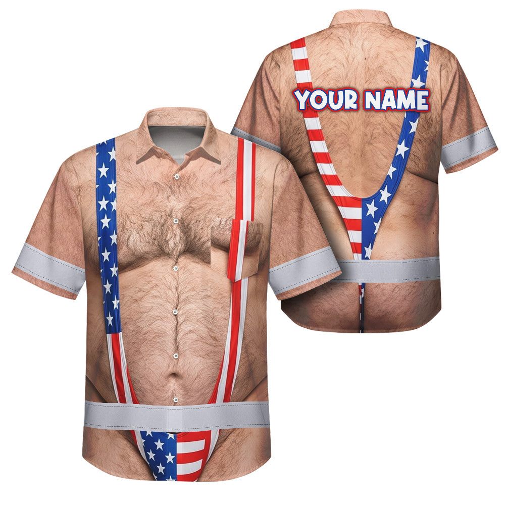 Hi Vis Hawaiian Shirt Reflective Tapes Funny Chest Hair Custom Name Safety Workwear For Workers, Truckers, Operators