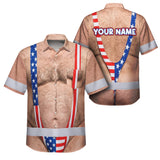 Hi Vis Hawaiian Shirt Reflective Tapes Funny Chest Hair Custom Name Safety Workwear For Workers, Truckers, Operators