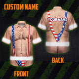 Hi Vis Hawaiian Shirt Reflective Tapes Funny Chest Hair Custom Name Safety Workwear For Workers, Truckers, Operators