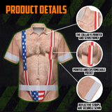 Hi Vis Hawaiian Shirt Reflective Tapes Funny Chest Hair Custom Name Safety Workwear For Workers, Truckers, Operators